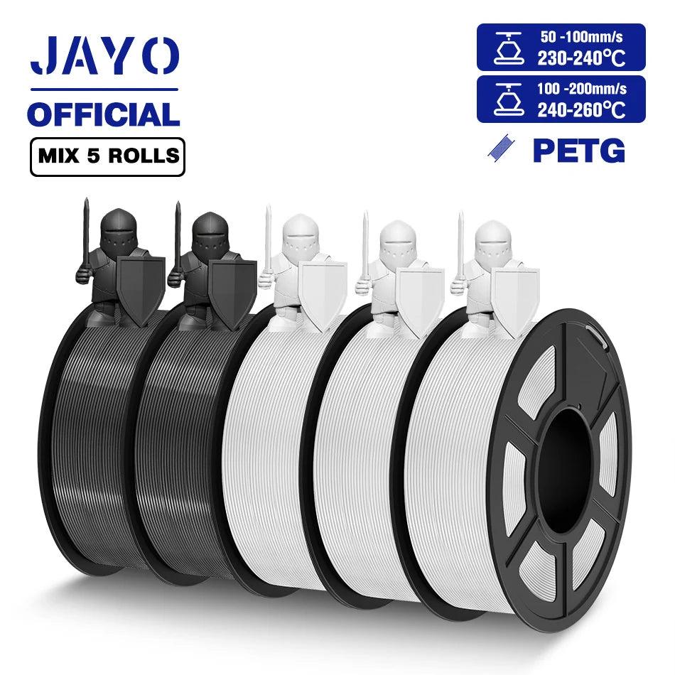 JAYO PETG Filamanet 1.75MM 5Rolls/set 3D Printer Filament PETG Neatly Wound 3D Printing Material For FDM 3D Printer