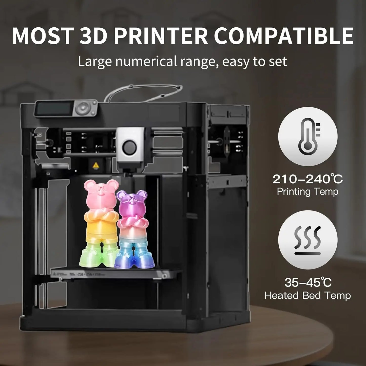 4 Colors Rainbow Silk PLA Filament Bundle Fast Color Change 3D PLA Filament Neatly Wound, 1.75mm 1kg(2.2lb) X4PCS, Candy