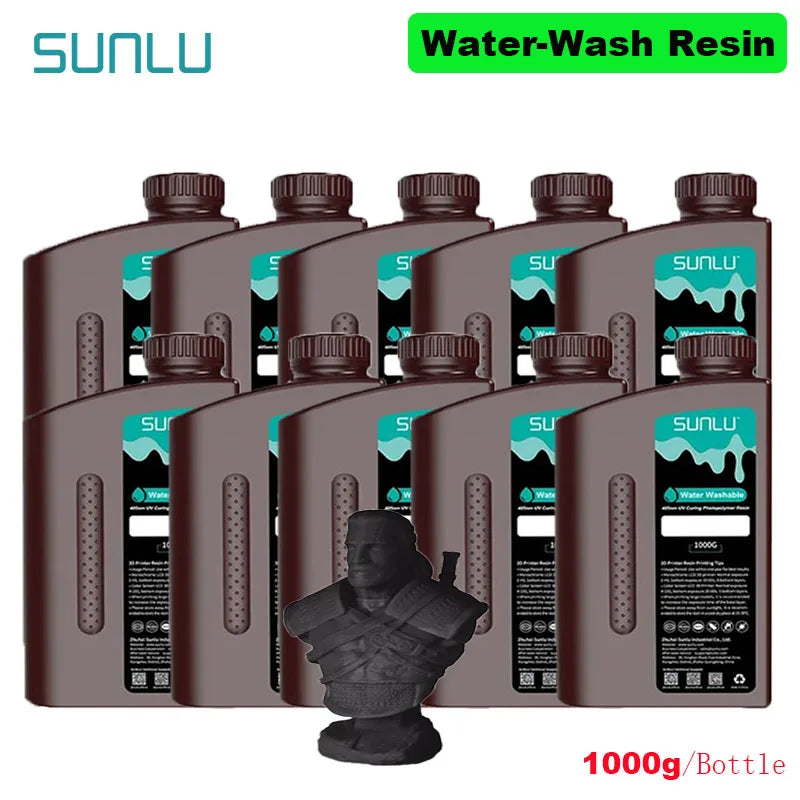 SUNLU 10KG Water Washable / Water Washable ABS Resin 1000G/Bottle 405nm Rapid UV-Curing Photopolymer Resin For LCD 3D Print