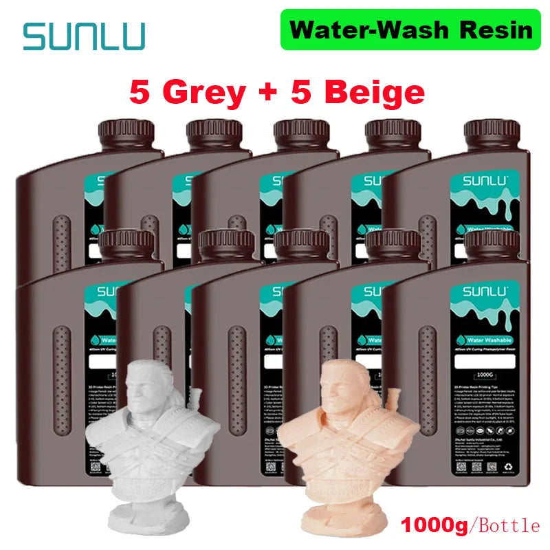 SUNLU 10KG Water Washable / Water Washable ABS Resin 1000G/Bottle 405nm Rapid UV-Curing Photopolymer Resin For LCD 3D Print