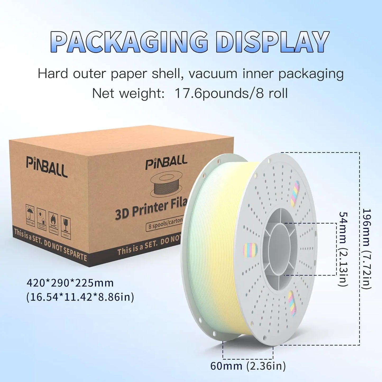 Matte Rainbow PLA 3D Printer Filament 1.75mm Multi-Color Changing Gradient for Smooth Printing