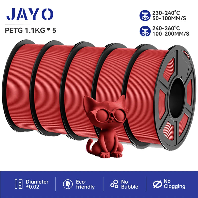 JAYO PETG 3D Printer Filament petg jayo filament  no bubbles no drawing smooth multiple colors 3d printer accessories 1.1kg/roll