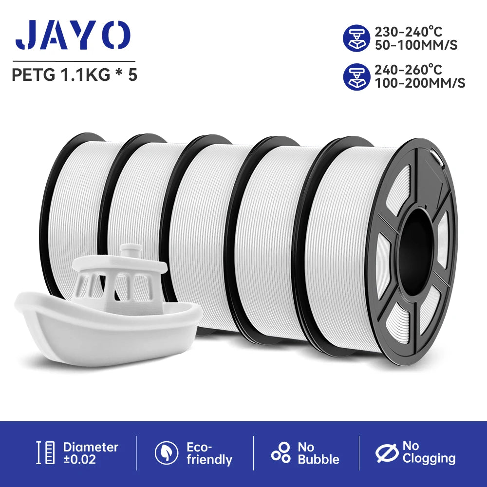 JAYO PETG 3D Printer Filament petg jayo filament  no bubbles no drawing smooth multiple colors 3d printer accessories 1.1kg/roll