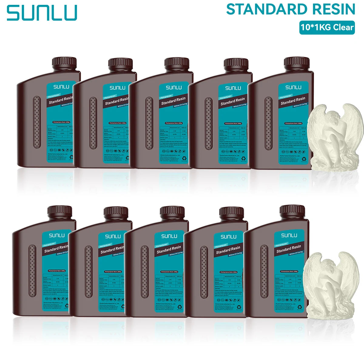 SUNLU Standard 3D Printer Resin 10KG 405nm Low Odor High Precision Photopolymer UV Resin For Most LCD 3D Printing Material