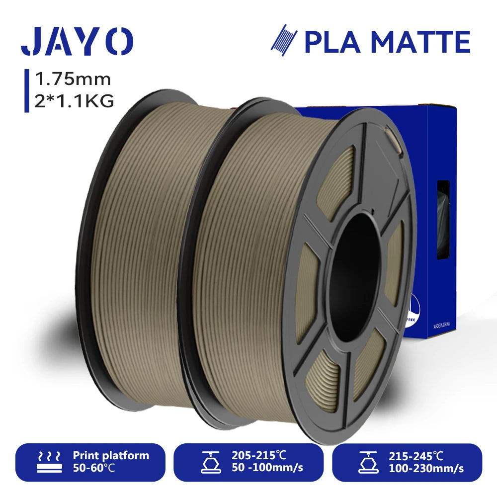 JAYO 2Rolls 3D PLA Matte /Dual Color Matte PLA Printer Filament 1.75mm Neatly Wound & Matte Finish Print with 99% FDM 3D Printer
