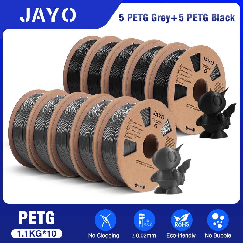 JAYO 3D Printer part PETG/PLA Meta/PLA/SILK/PLA PLUS/TPU Filament 1.75mm for 10Rolls FDM 100% No Bubbel craft part DIY Materials