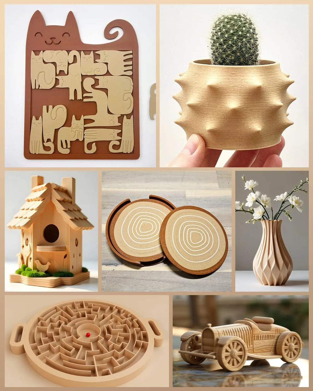 SUNLU 1KG Real Wood Fiber Wood PLA Filament 1.75MM 1kg Spool Neatly Wound PLA 3D Printer Filament Fit Most FDM 3D Printers