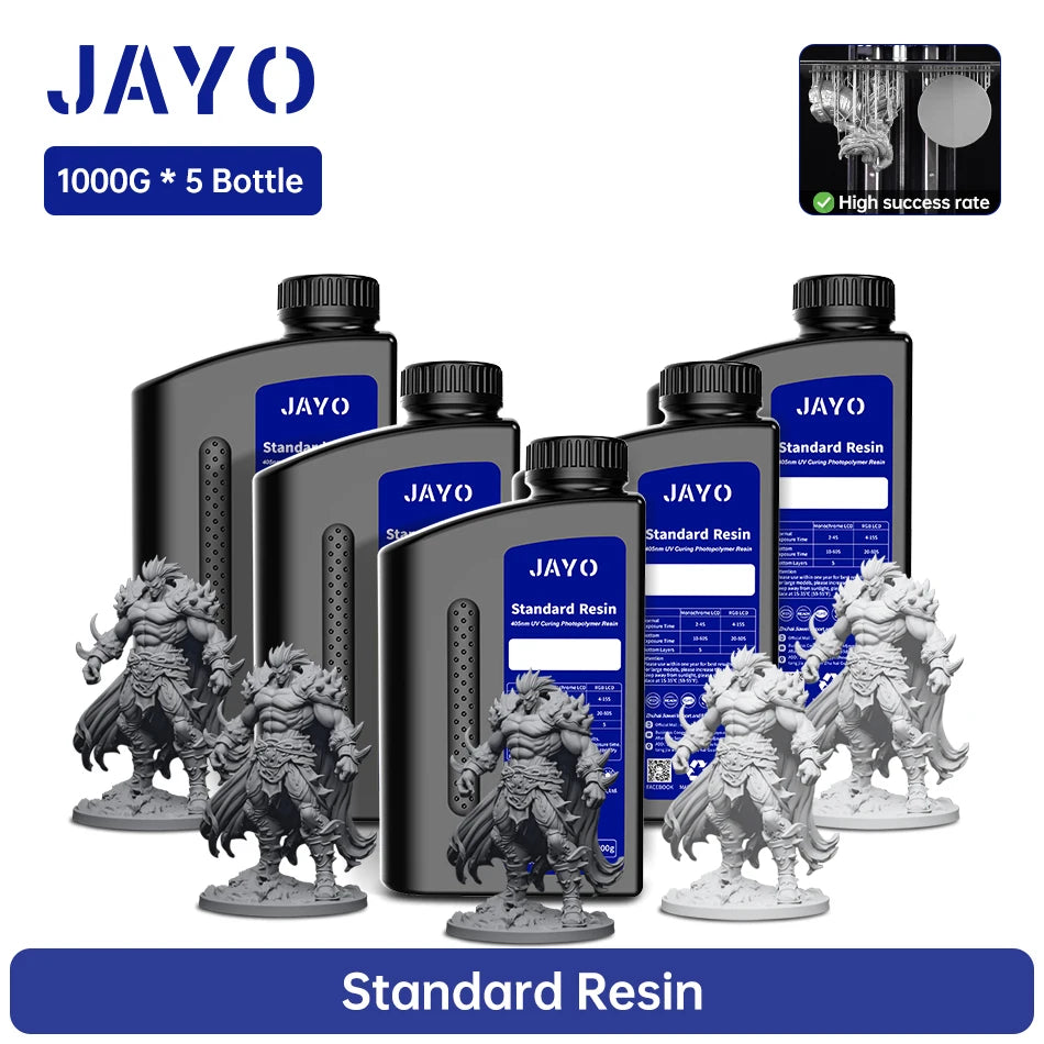 JAYO 3D Printer Resin Standard PLUS/14K Standard /Standard 395-405nm UV Curing Photopolymer Rapid Resin for LCD/DLP 3D Printer