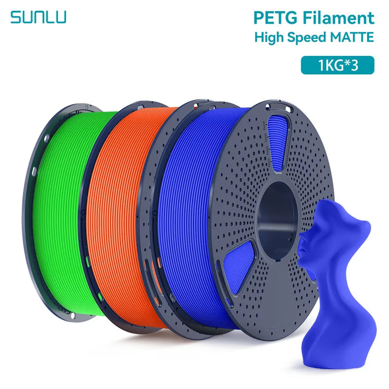 SUNLU 3KG High Speed PLA/Matte PLA/Matte PETG Filament 1.75mm 1kg Spool Neatly Wound Filament Fit Most FDM 3D Printers