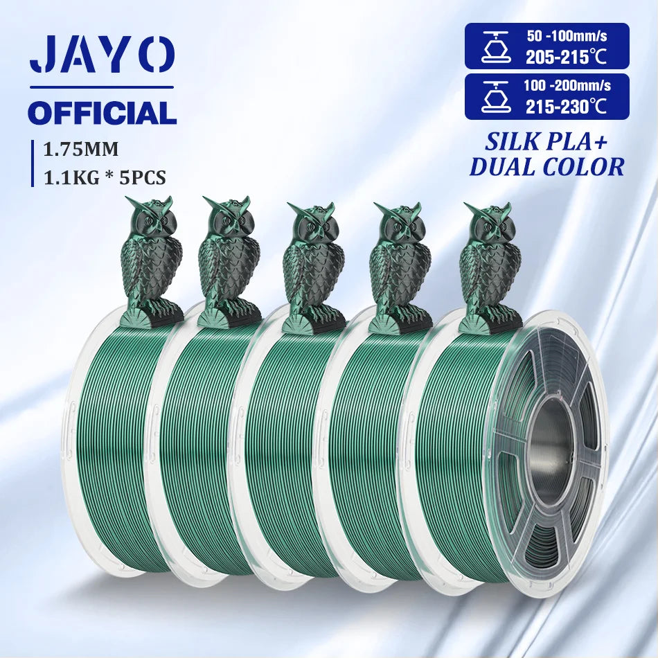 JAYO SILK PLA Filament 1.75mm Dual Colors 3D Printer Filament Coextrusion Silk Triple Color 3D Filament Shiny Multicolor Change