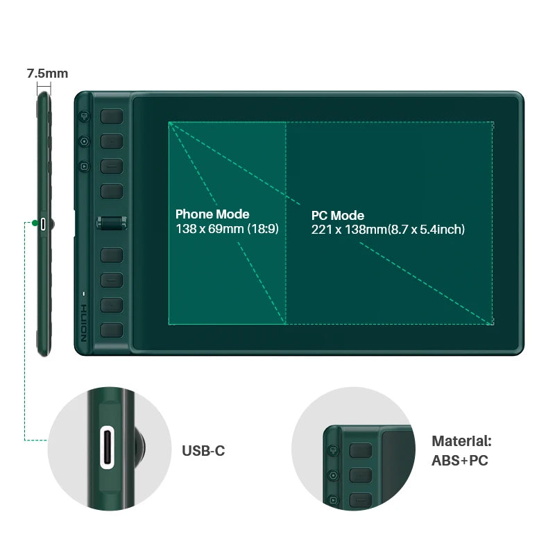 Mutil-colored Graphics Tablets Huion Inspiroy 2 S/M/L Digital Tablet Professional Design Drawing Tablet Portable Signature Pad