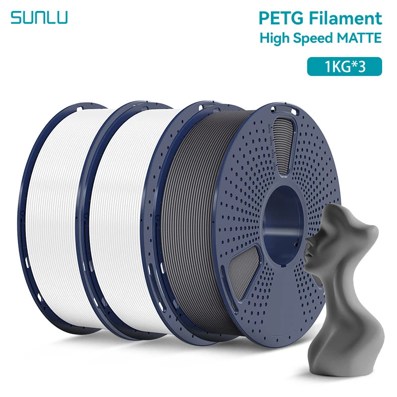 SUNLU 3KG High Speed PLA/Matte PLA/Matte PETG Filament 1.75mm 1kg Spool Neatly Wound Filament Fit Most FDM 3D Printers