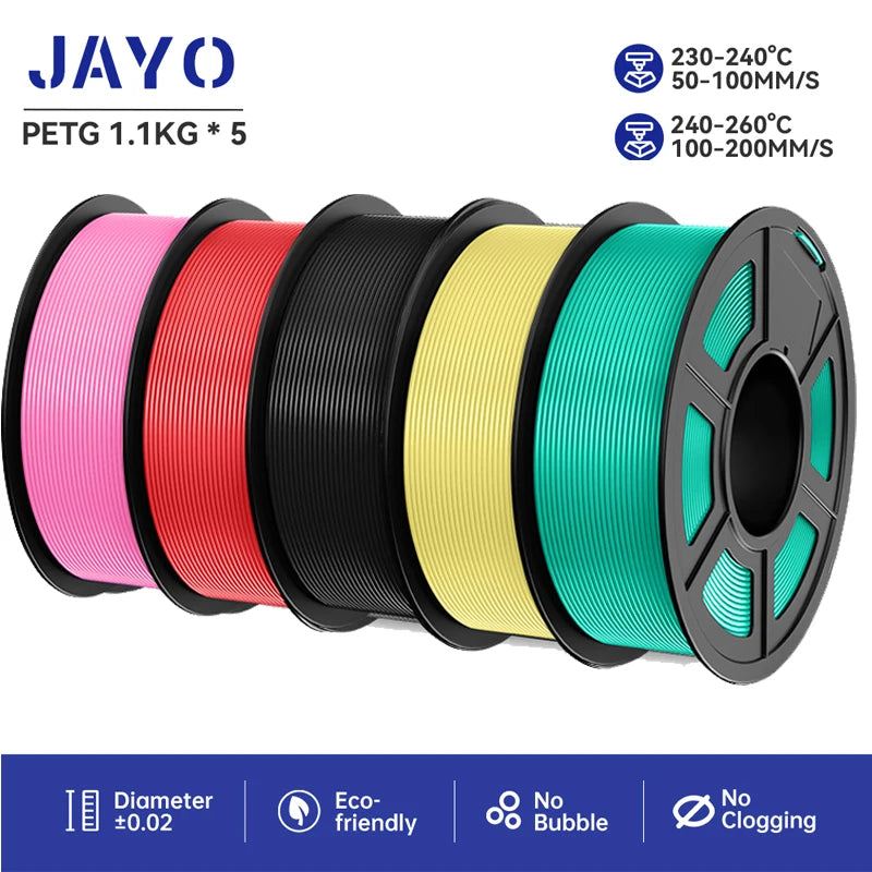 JAYO PETG 3D Printer Filament petg jayo filament  no bubbles no drawing smooth multiple colors 3d printer accessories 1.1kg/roll