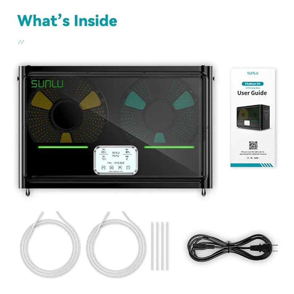 SUNLU S4 Filament Dryer Box 4 Spools Large Capacity 360° Surrounding Fast Heating Auto Humidity Control for 3D Printer Material