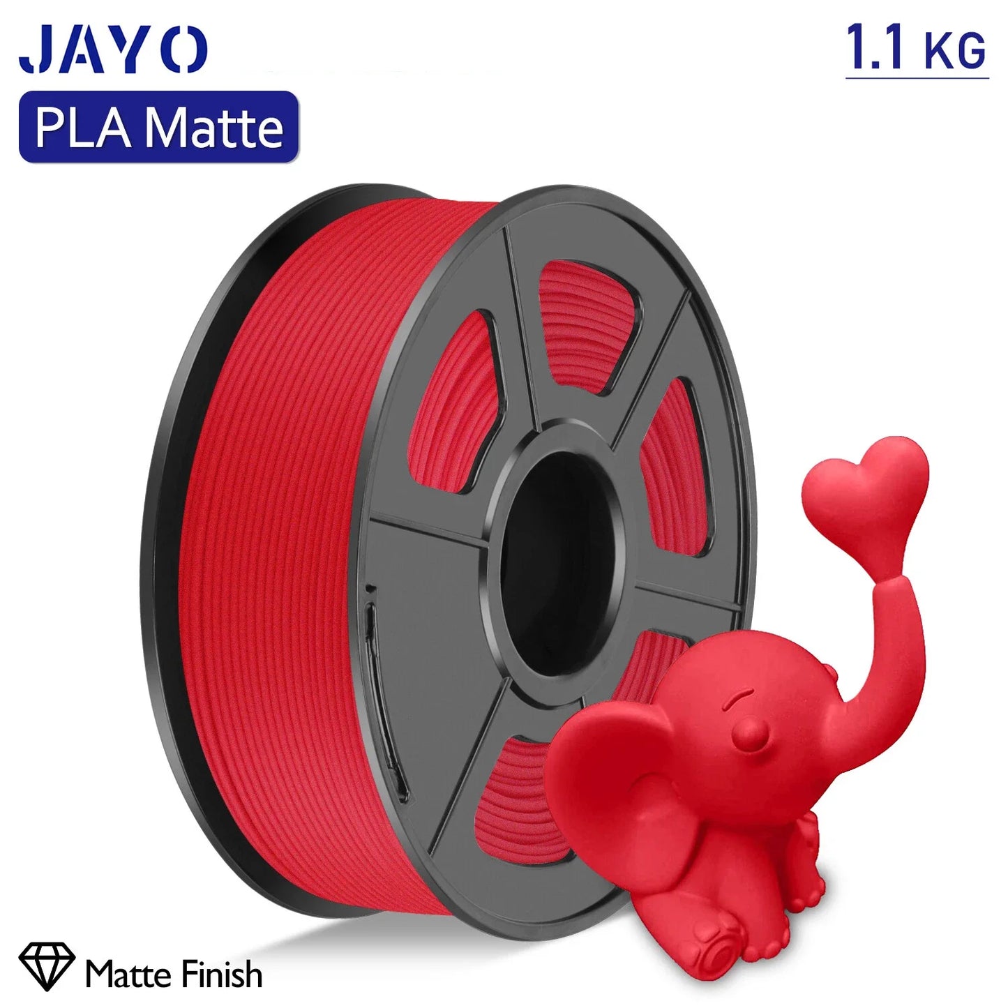 JAYO 1100G 3D PLA Matte Printer Filament 1.75mm Neatly Wound PLA Filament with Matte Finish Print with 99% FDM 3D Printer &Pen