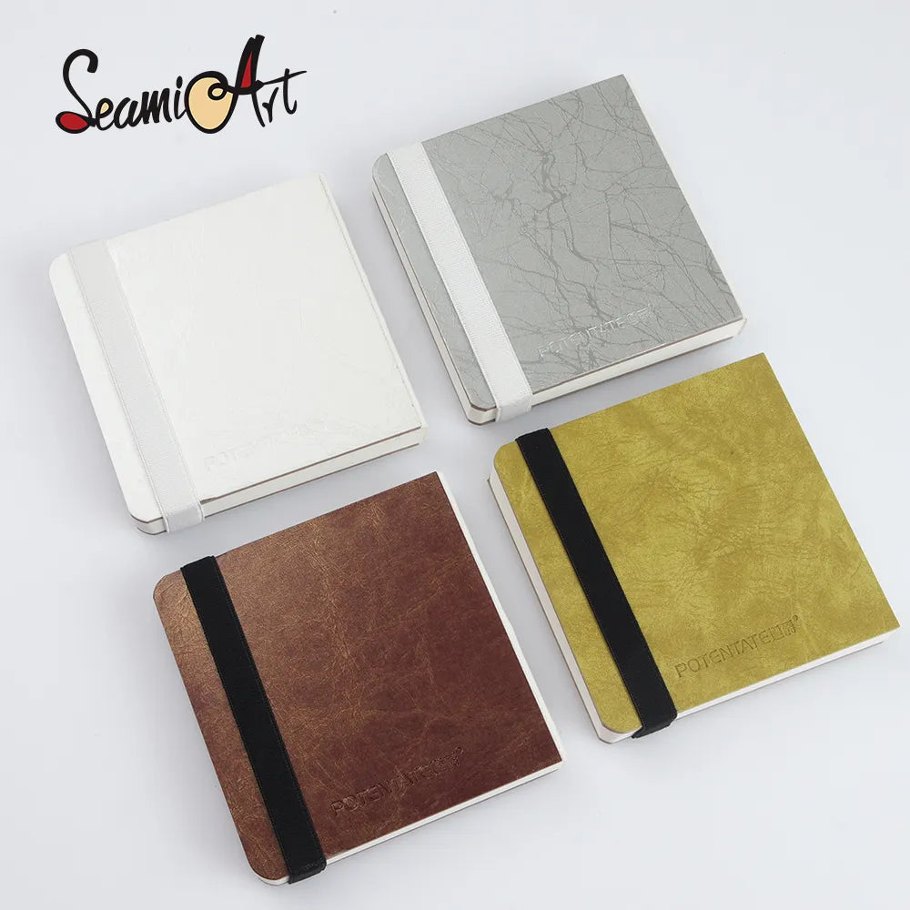 SeamiArt Potentate 10x10cm Mini Square Watercolor Sketch Pad Handbook 300gsm 100% Cotton Paper 24sheets for Art Journal Drawing