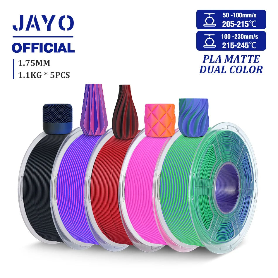 JAYO PLA Matte Dual Color 3D Filament 1.75mm PLA Matte 3D Printer Filament Rolls/Set PLA Filament Smooth Matte