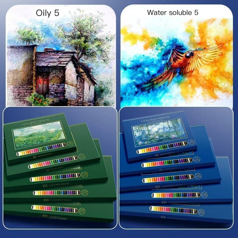 48/72/120/150/200 Professional Oil Color Pencil Set Soft Wood Watercolor Crayon De Couleur Drawing Pencils Art Supplies