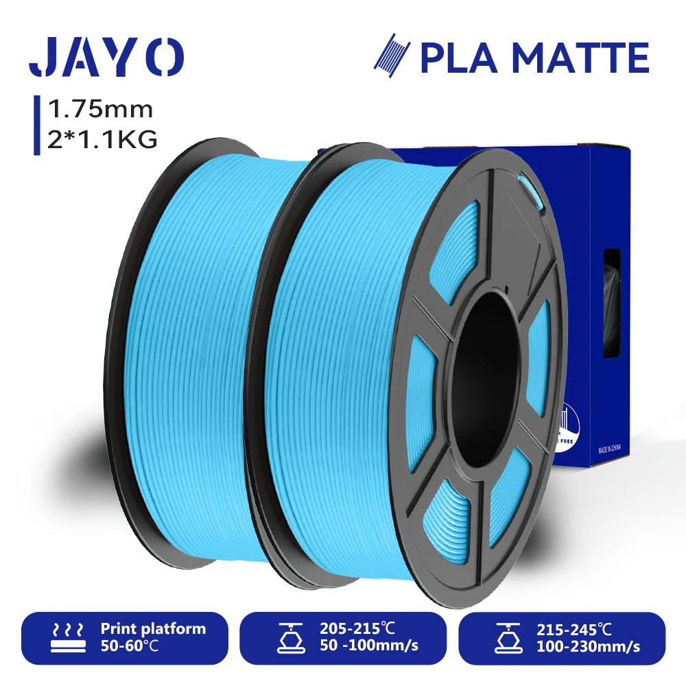 JAYO 2Rolls 3D PLA Matte /Dual Color Matte PLA Printer Filament 1.75mm Neatly Wound & Matte Finish Print with 99% FDM 3D Printer