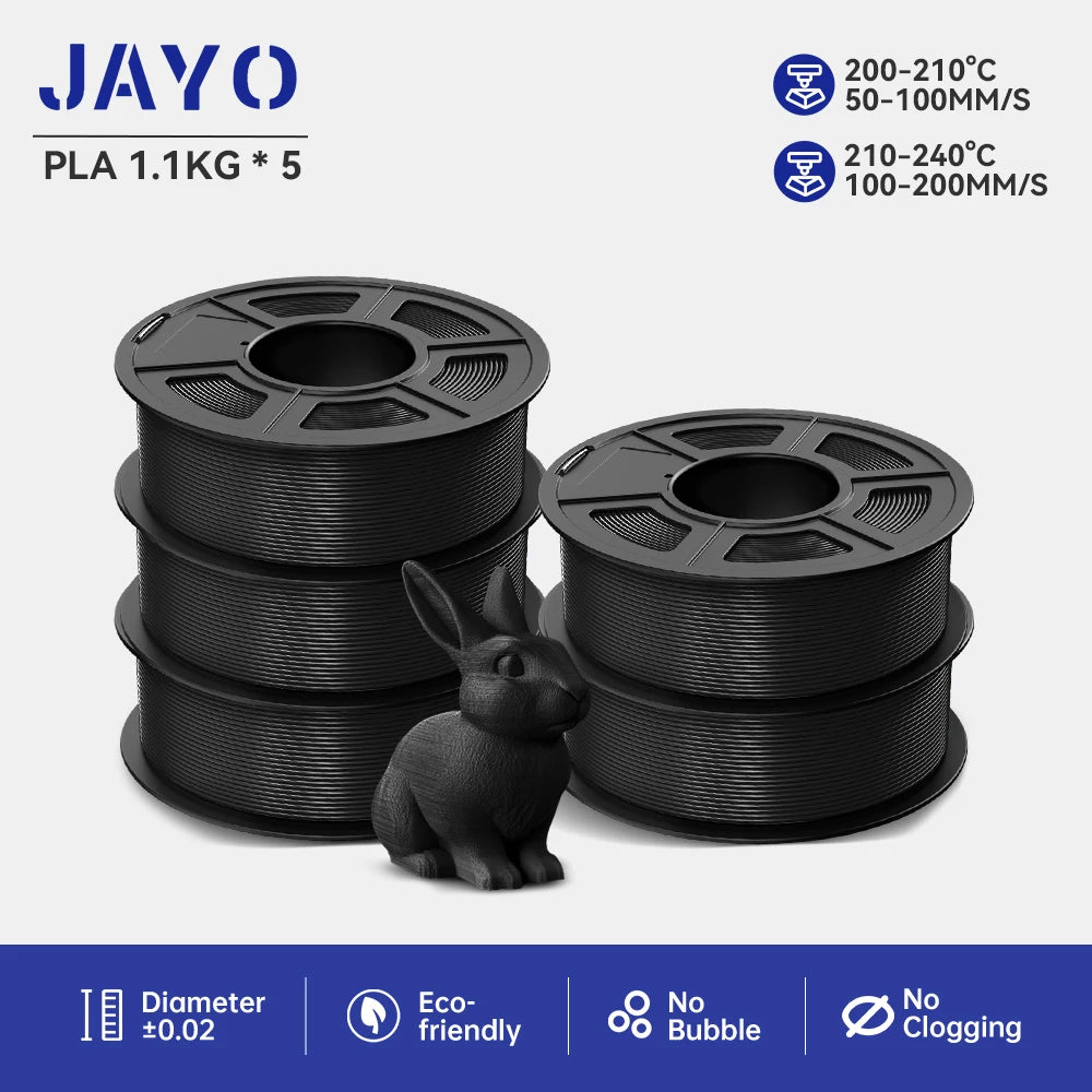 JAYO PLA/ABS/PETG/TPU/PLA PLUS/PLAMeta/ 3D Filament 1.75mm 5Rolls 2.5KG/5.5KG100% No Bubble FDM 3D Printer Materials DIY Gift