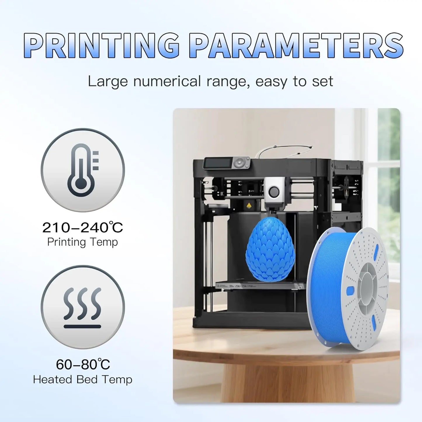 PETG 3D Printer Filament 1.75mm High Precision Durable Strong Filament Mith Better Flow Dimensional Accuracy +/- 0.02mm