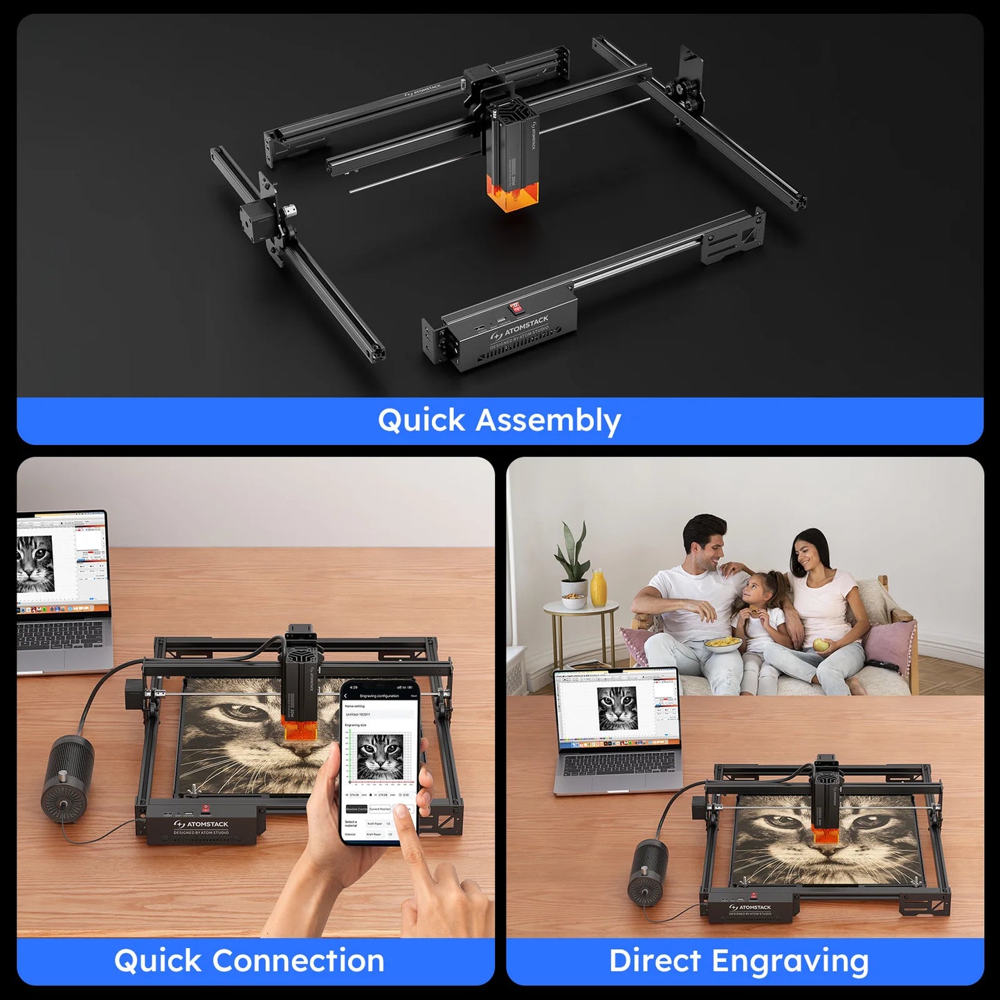 Atomstack A20 Pro V2 Laser Engraver machine Machine 20W Quad-Laser  Cutter Metal Arcylic Wood Glass 400*365mm