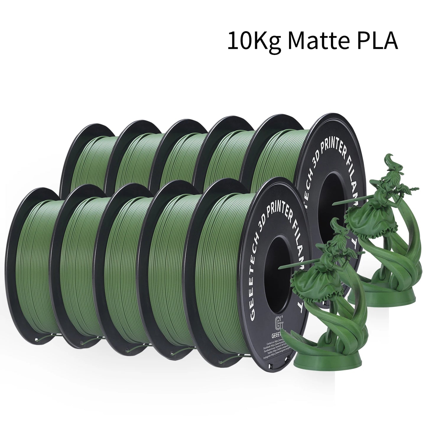 GEEETECH 10Kg 3d Matte PLA Filament 1.75mm Spool Wire For 3D Printer Material,Safety, Vacuum packaging