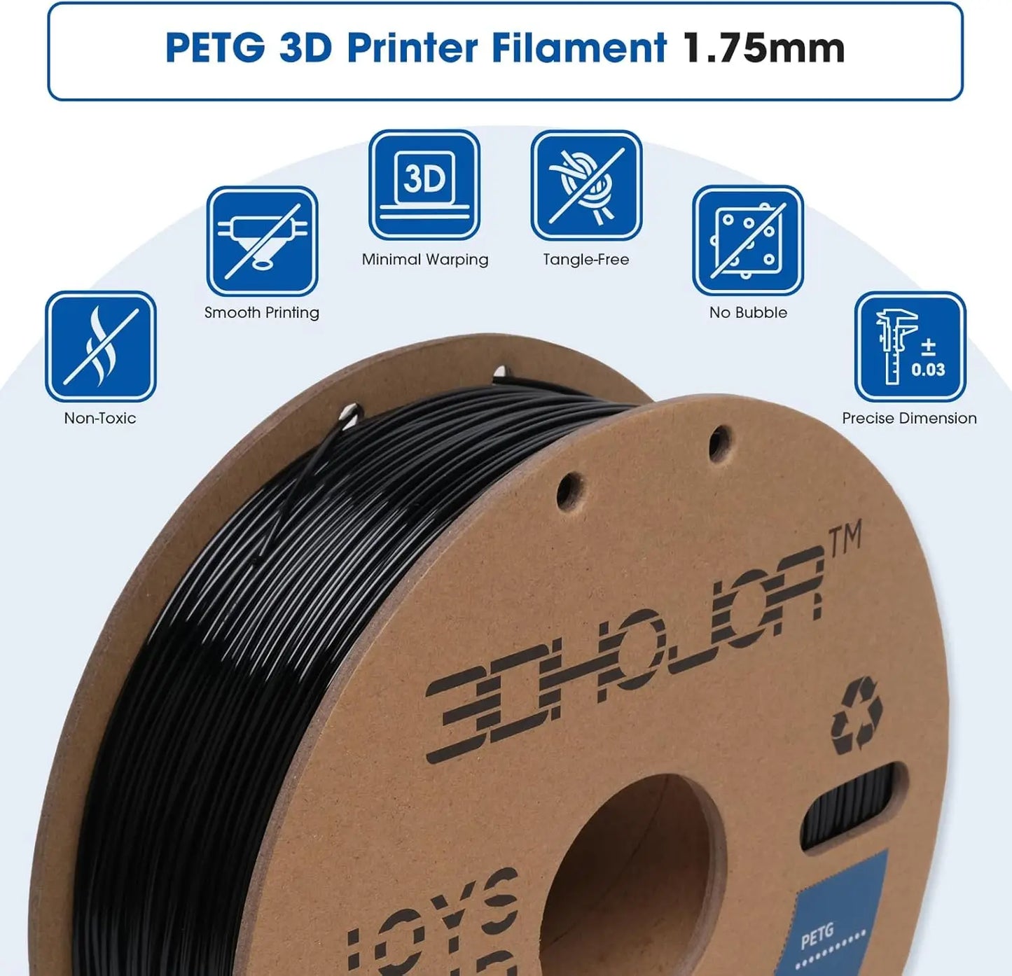 PETG Filament 1.75mm 3D Printing Filament 1kg*4 Bundle 3D Filament 1.75mm Dimensional Accuracy +/- 0.03mm Non Tangling Non