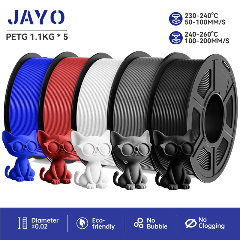 JAYO PETG 3D Printer Filament petg jayo filament  no bubbles no drawing smooth multiple colors 3d printer accessories 1.1kg/roll