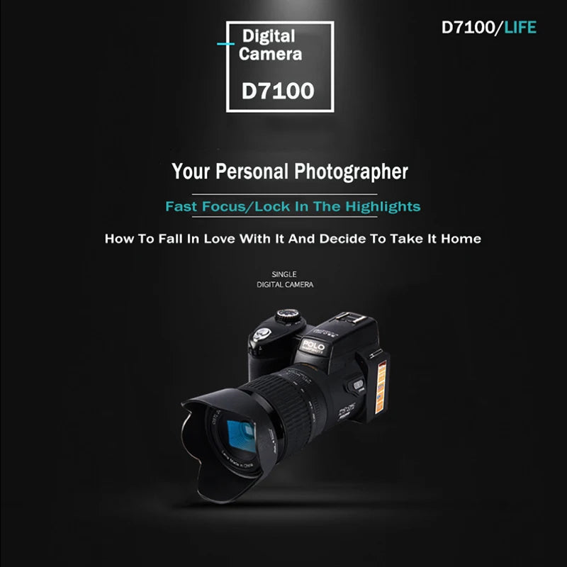 2023 24X Optical Zoom HD Digital Camera POLO D7100 33Million Pixel Auto Focus Professional DSLR Video Camera Three Lens Outdoor