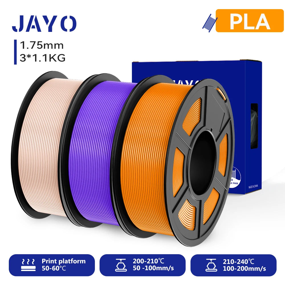 JAYO 3D PETG/PLA/PLA PLUS Printer Filament 1.75mm 3rolls 100% No Bubble non-toxic 3D Printing Materials for 3D Printer&3D Pen