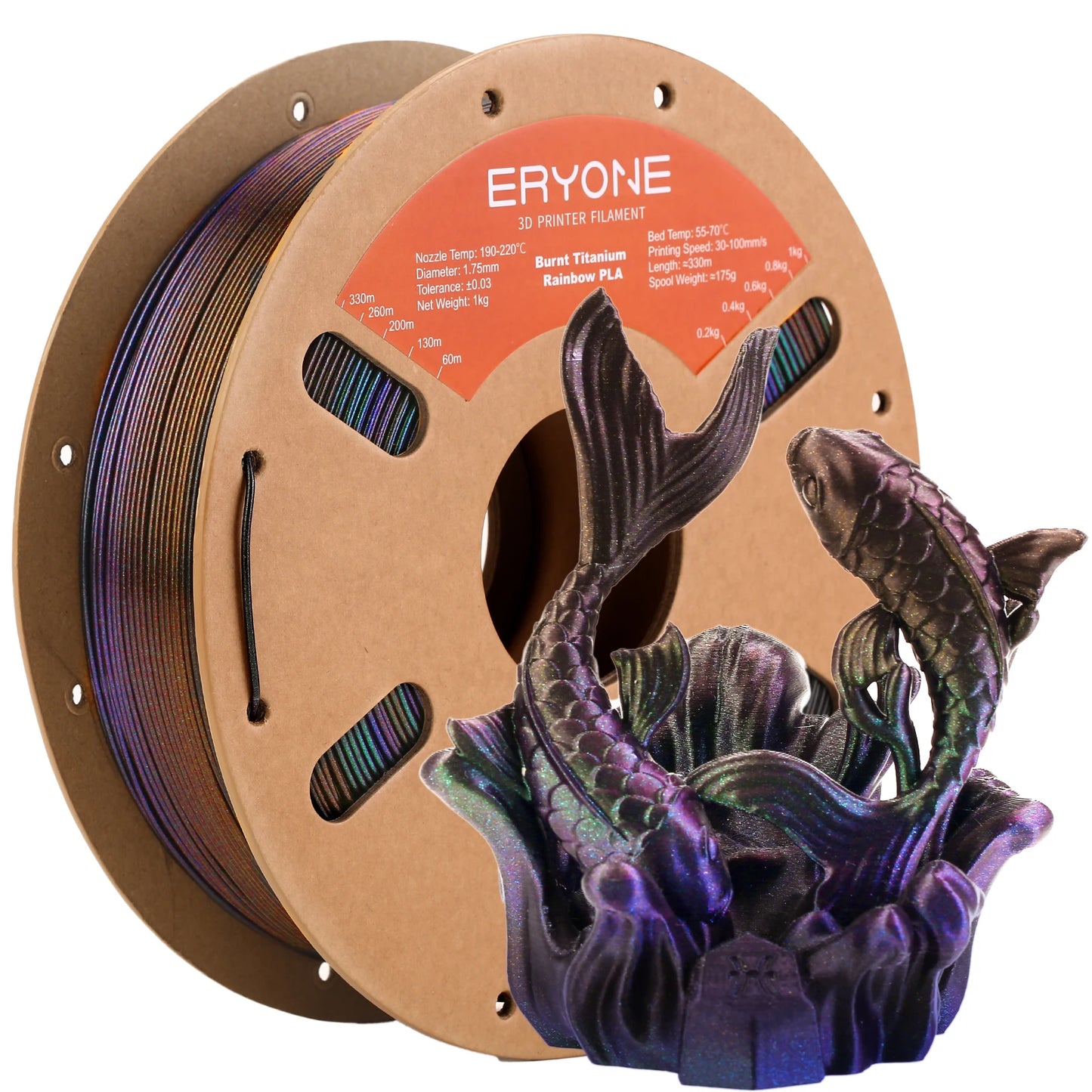 ERYONE 1/5KG Burnt Color Rainbow PLA Filament 3D Print 1.75mm +/-0.03mm, Multicolor Available,1kg/spool