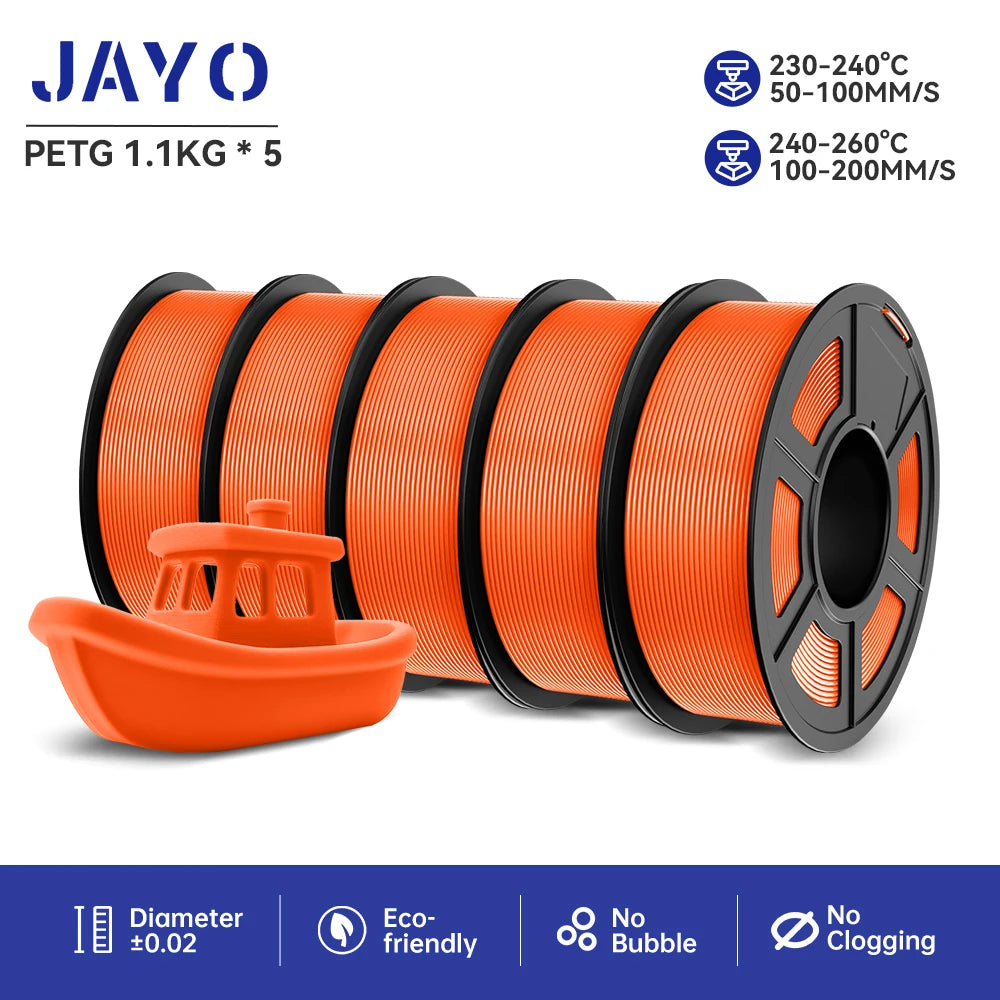JAYO PETG 3D Printer Filament petg jayo filament  no bubbles no drawing smooth multiple colors 3d printer accessories 1.1kg/roll