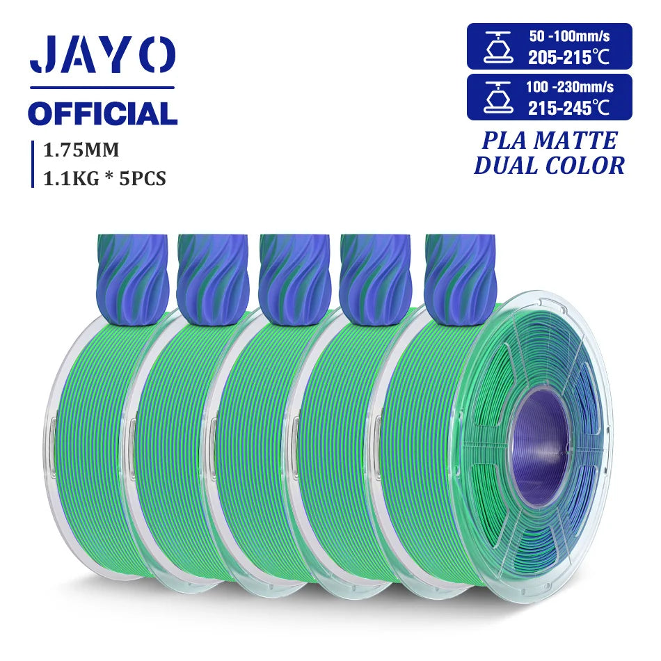 JAYO PLA Matte Dual Color 3D Filament 1.75mm PLA Matte 3D Printer Filament Rolls/Set PLA Filament Smooth Matte