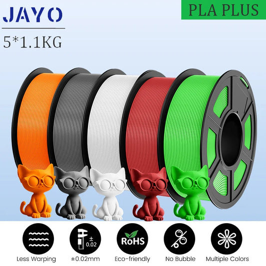 JAYO pla plus Filament 5KG 3D printer filament PLA+ 1.75MM 5Rolls multiple colors optional Neatly Wound for 3D Printer