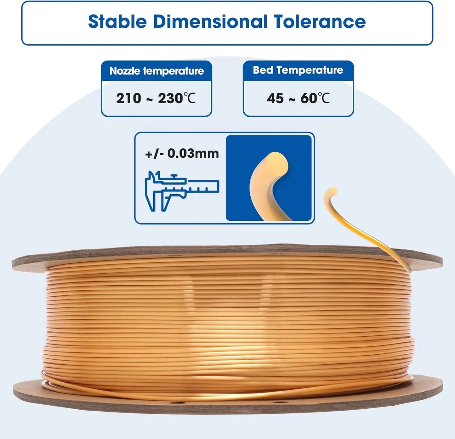Silk PLA 3D Printer Filament 1.75mm, Shiny Metallic Finish, 1kg*4 Spools, High Accuracy +/-0.03mm