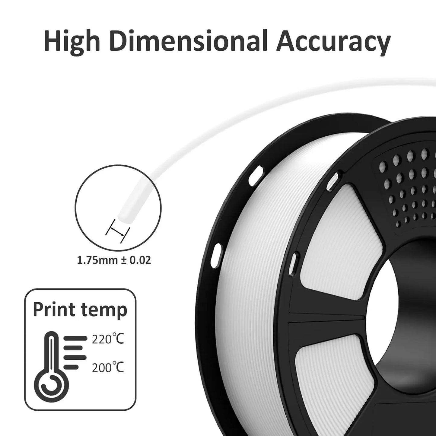 6KG 3D Printer Filament Bundle - White PLA Filament 1.75mm ±0.02mm (6 Spools, 1KG Each) - High Precision, Low Warping, 3D