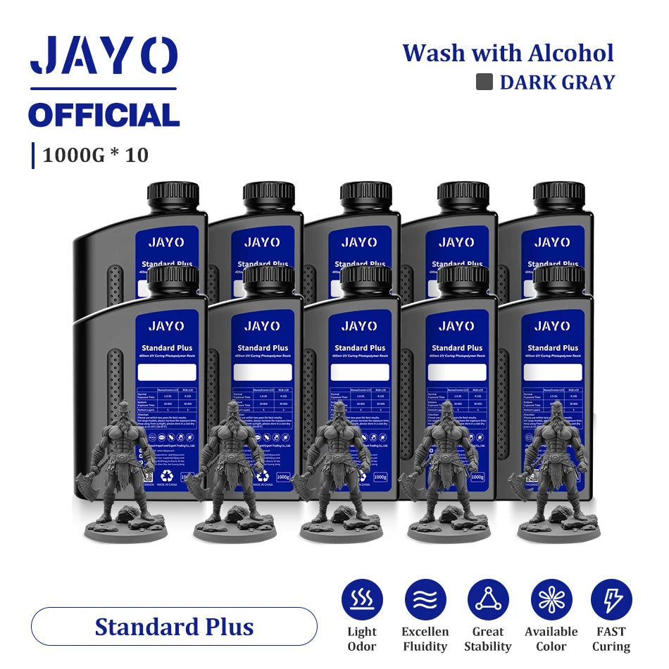 JAYO 10 Bottles 3D Resin Standard Fast Curing Standard/ 14K Standard/ Standard Plus 3D Resin for LCD DLP SLA Resin 3D Printer