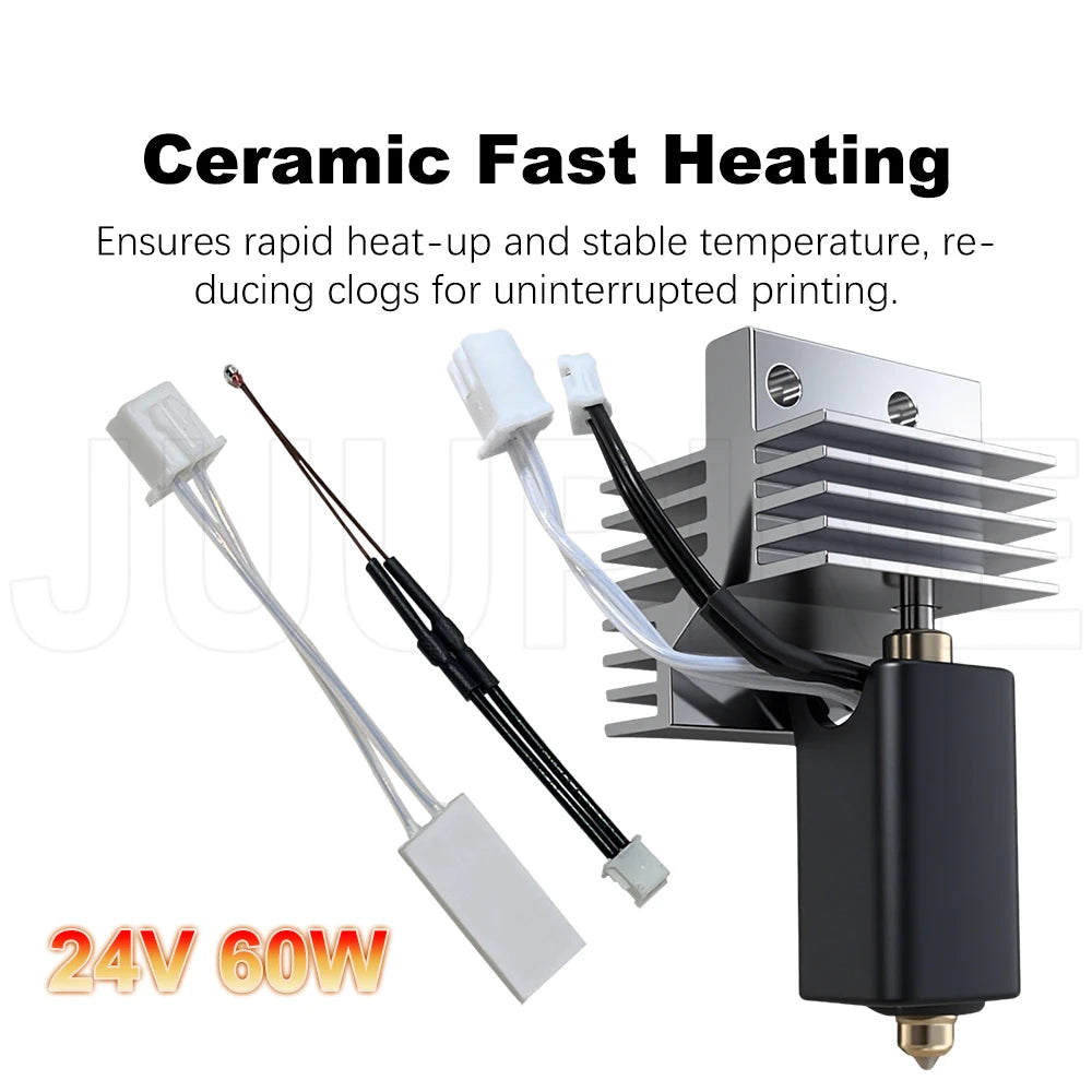 Upgrade Ceramic Hotend 0.2/0.4/0.6/0.8mm Assembled Extruder Hotend Kit for Elegoo Centauri Carbon Hot end / Centauri Nozzle