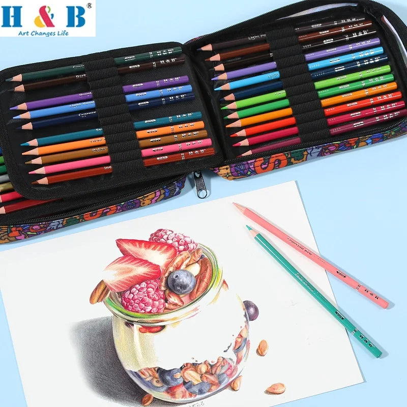 H&B 72/120 Colors Oily Colored Pencil Set Art Student Sketching Painting Graffiti Metal Morandi Maca Series Blended Art Supplies