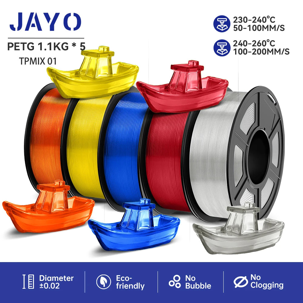JAYO PETG 3D Printer Filament petg jayo filament  no bubbles no drawing smooth multiple colors 3d printer accessories 1.1kg/roll