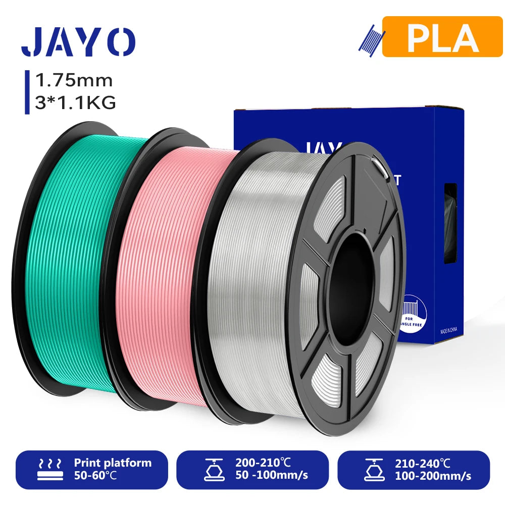 JAYO 3D PETG/PLA/PLA PLUS Printer Filament 1.75mm 3rolls 100% No Bubble non-toxic 3D Printing Materials for 3D Printer&3D Pen