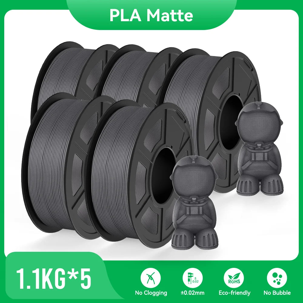 JAYO PLA Matte 3D Printer Filament 1.75mm+/-0.02mm 5/10Rolls 100% No Bubble Non-toxic3D Printing Materials for 3D Printer& Pen