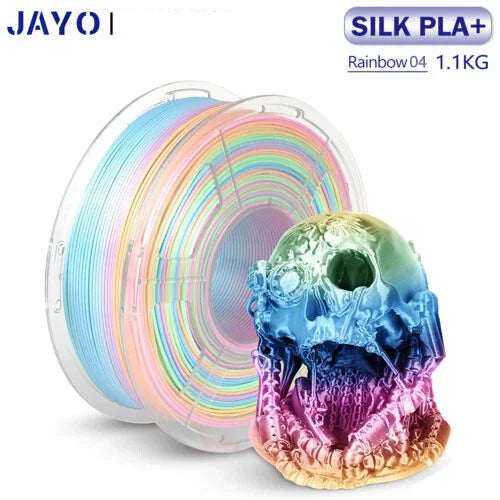 JAYO 3D PLA / Silk PLA Rainbow Printer Filament 1.75mm Transparent Rainbow 3D Filament As Neatly Wound 3D Printing Material