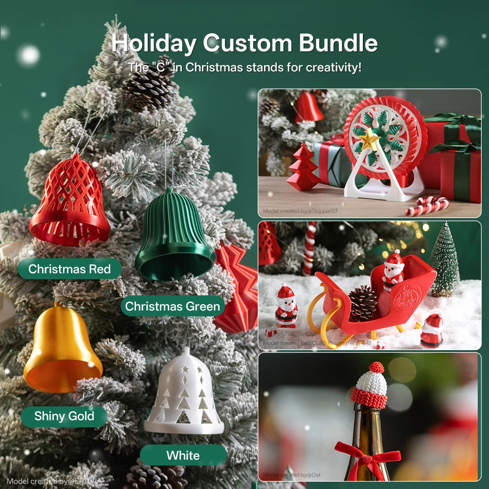 ANYCUBIC Christmas Silk Filament 4KG Bundle Silk 3D Printer Filament Printing Materail Xmas Gift Printing Model Decoration Toy