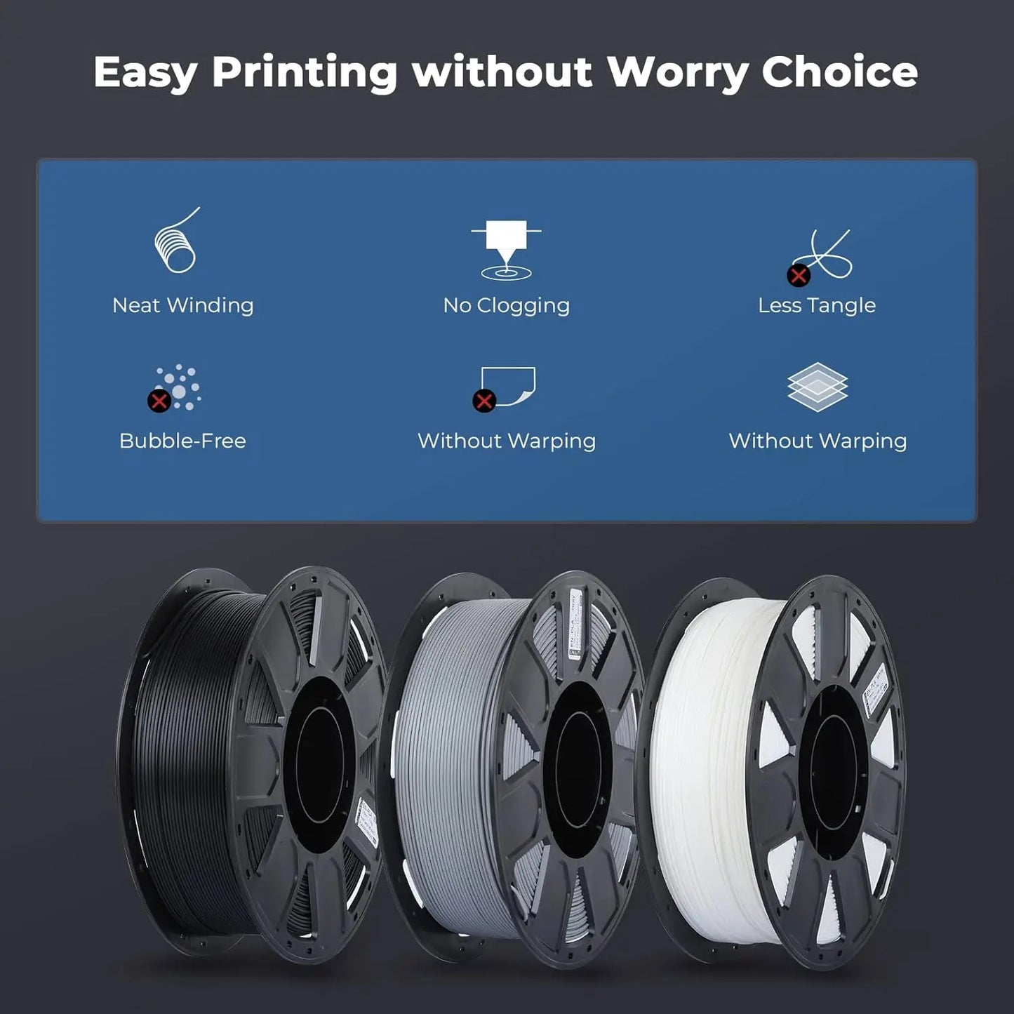 3D Printer Filament, PLA Filament 1.75mm Bundle 2kg for 3D Printing, Ender PLA Filament No-Tangling, Strong Bonding