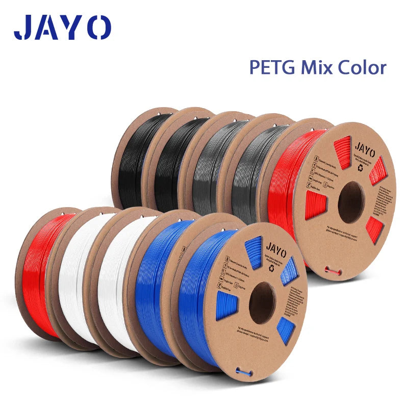 JAYO 3D Printer part PETG/PLA Meta/PLA/SILK/PLA PLUS/TPU Filament 1.75mm for 10Rolls FDM 100% No Bubbel craft part DIY Materials