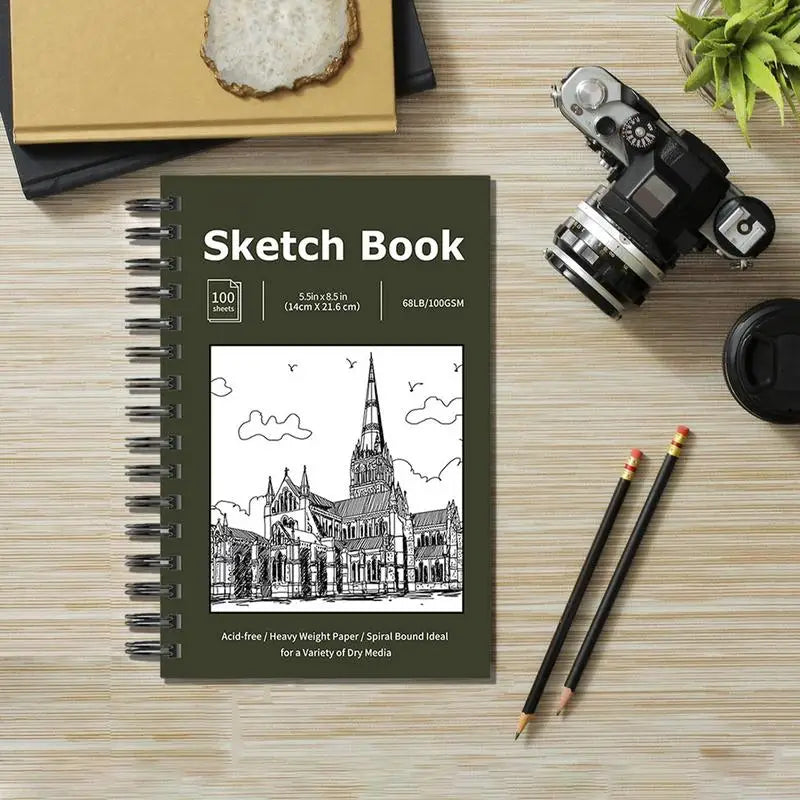 5.5 X 8.5 Inch Sketch Book Spiral Bound 100 Sheets Sketch Book