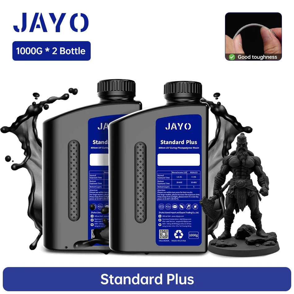JAYO Standard/Toughness/Plant-based/Like-ABS Resin 2KG 3D Photopolymer UV Curing Resin High Precision 3D Printing Material