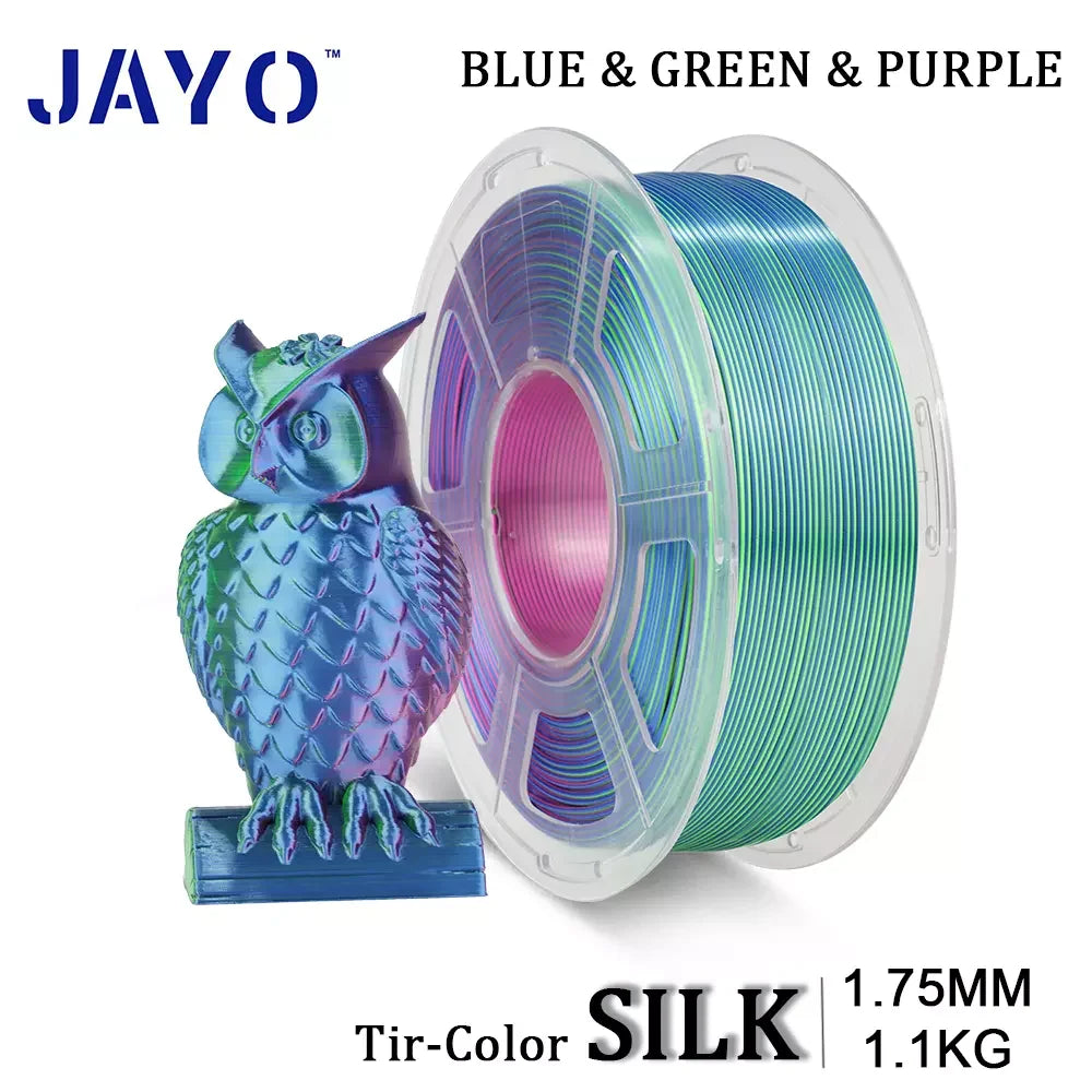 JAYO 3D Silk Pla Plus/ Dual/Triple Colors SILK 3D Printer Filament 1.75mm SILK Rabinbow 1.1kg/roll 3D Printing Materials